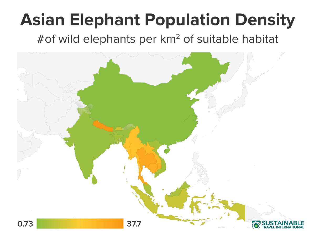 Asian Elephant Population Density map graphic