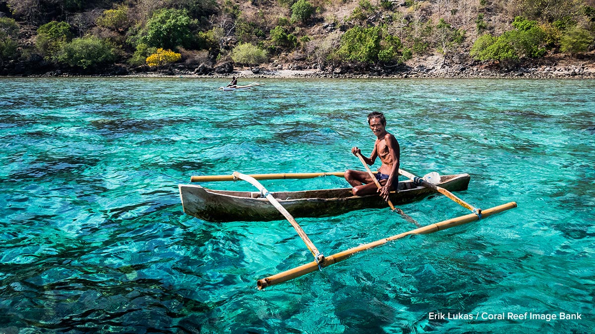 Local man in traditional boat