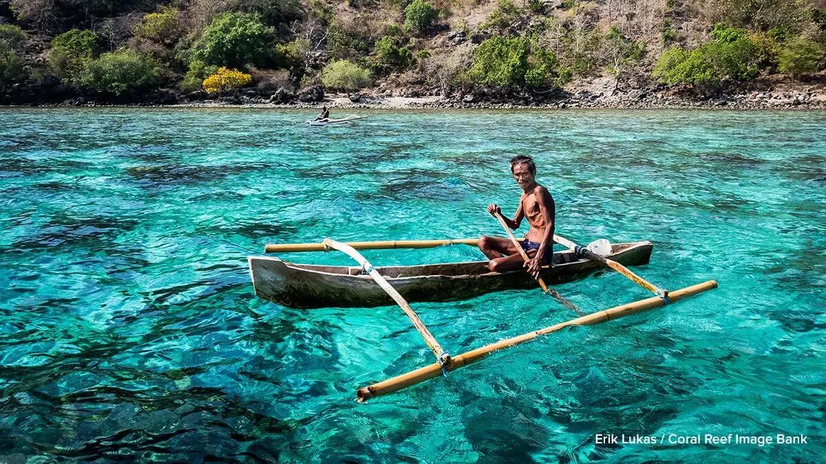 Local man in traditional boat