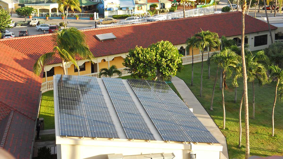 Rooftop solar panels at Bucuti & Tara Beach Resort