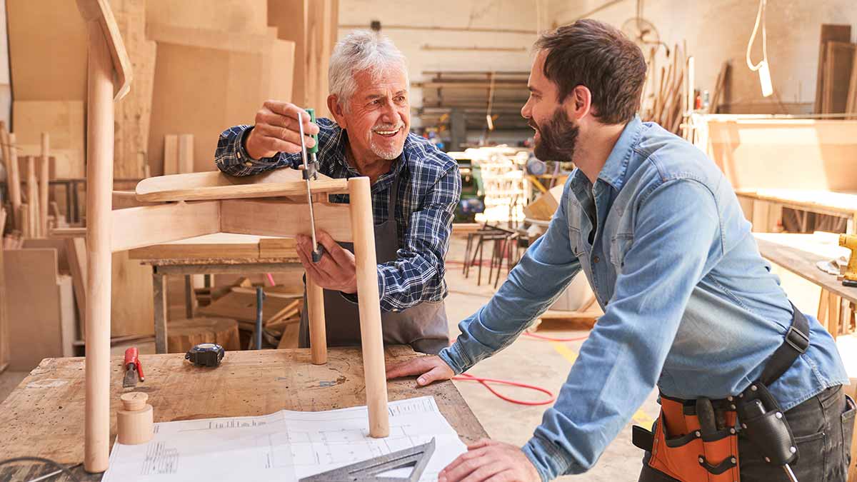 A woodworker crafting furniture