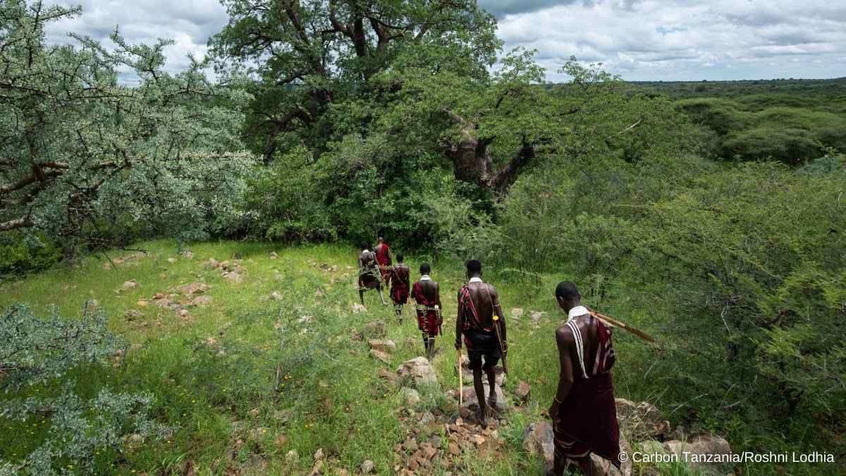 A group patrols indigenous land in Tanzania