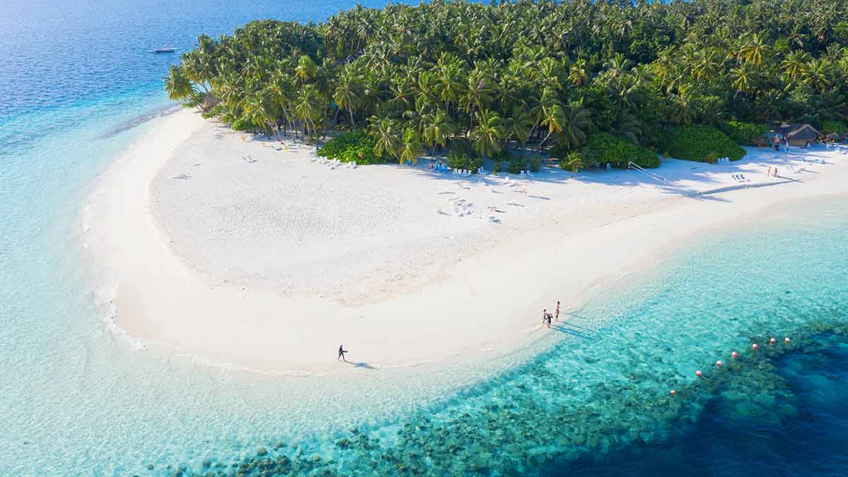 A beach in the Maldives, a popular tourism destination
