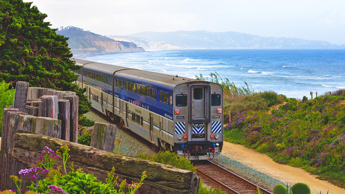 Train along California coast