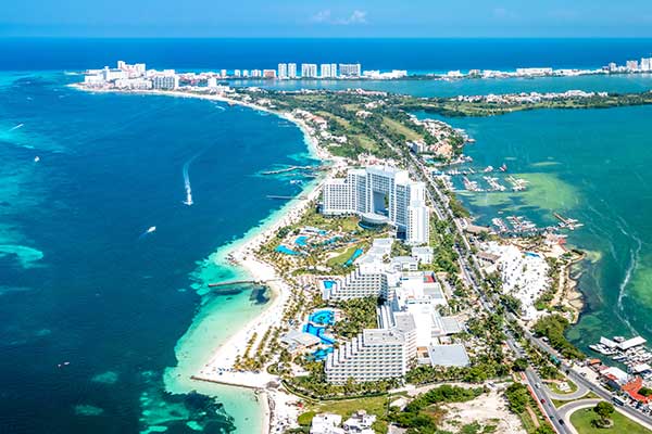 Hotel zone environmental destruction in tourism destination of Cancun, Mexico