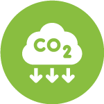 A green icon representing carbon reduction