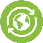 A green icon representing a carbon offset subscription to stay carbon neutral and fight climate change