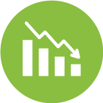 Icon representing decarbonization progress or emission cuts