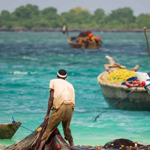 Fisherman on the coast of Zanzibar, Africa