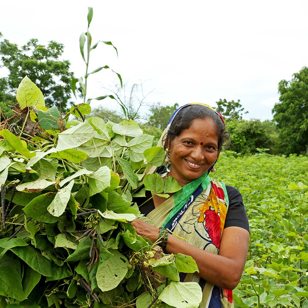 Woman holding crops