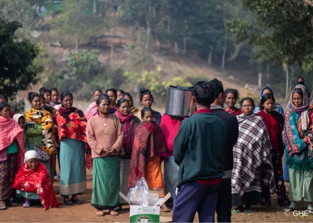 Local communities in the Garo Hills Region are shown the new cookstoves