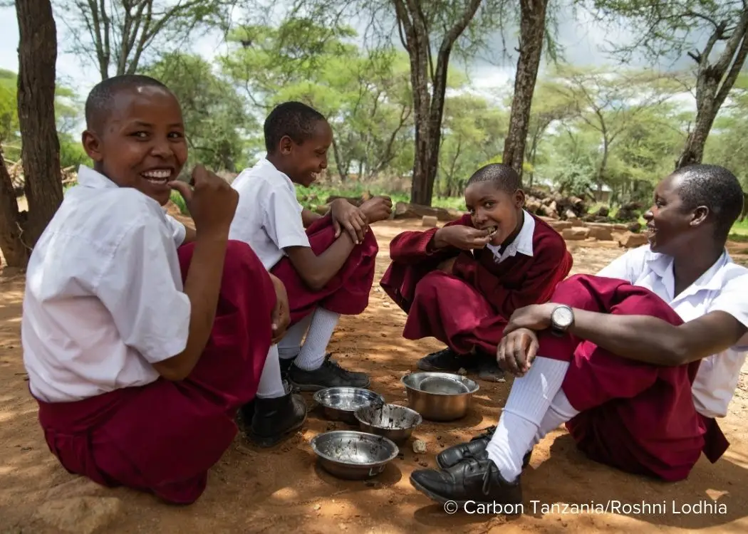 Kids Enjoying a School Lunch at Chini School