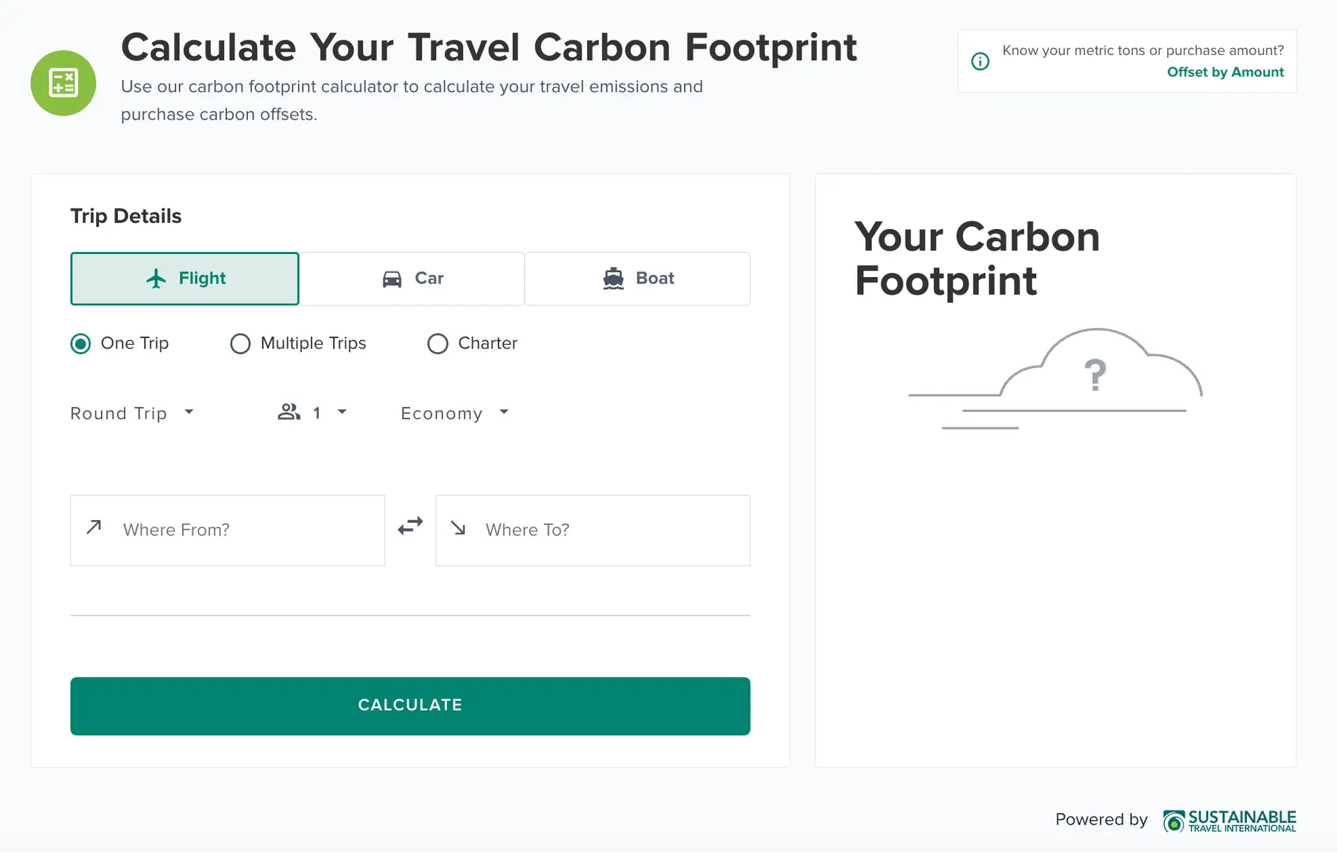 STI Carbon Calculator for Travel Agents