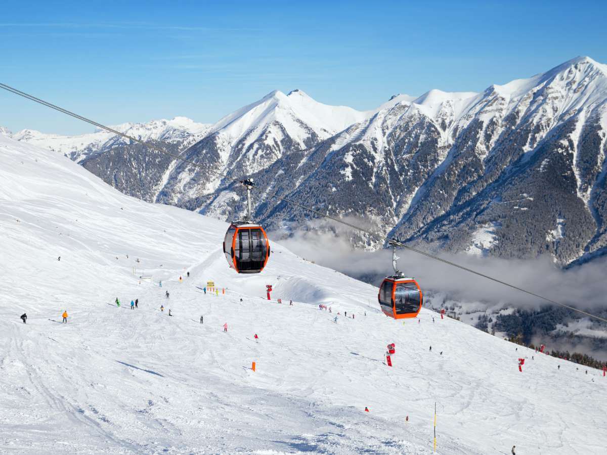 A gondola in a ski destination in the Austrian Alps, a destination affected by climate change