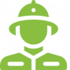 Firefighter job livelihood icon, green